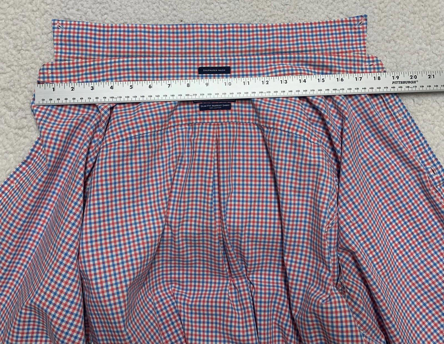 Vineyard Vines Men’s Large Red Blue Check Slim Fit Murray Button Shirt