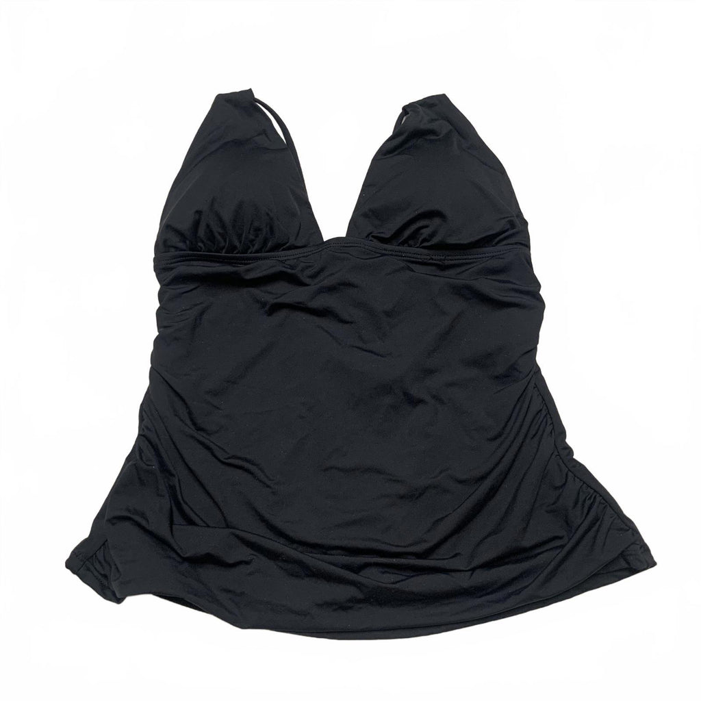 La Blanca Top de baño con cuello halter negro para mujer, talla 10, busto fruncido