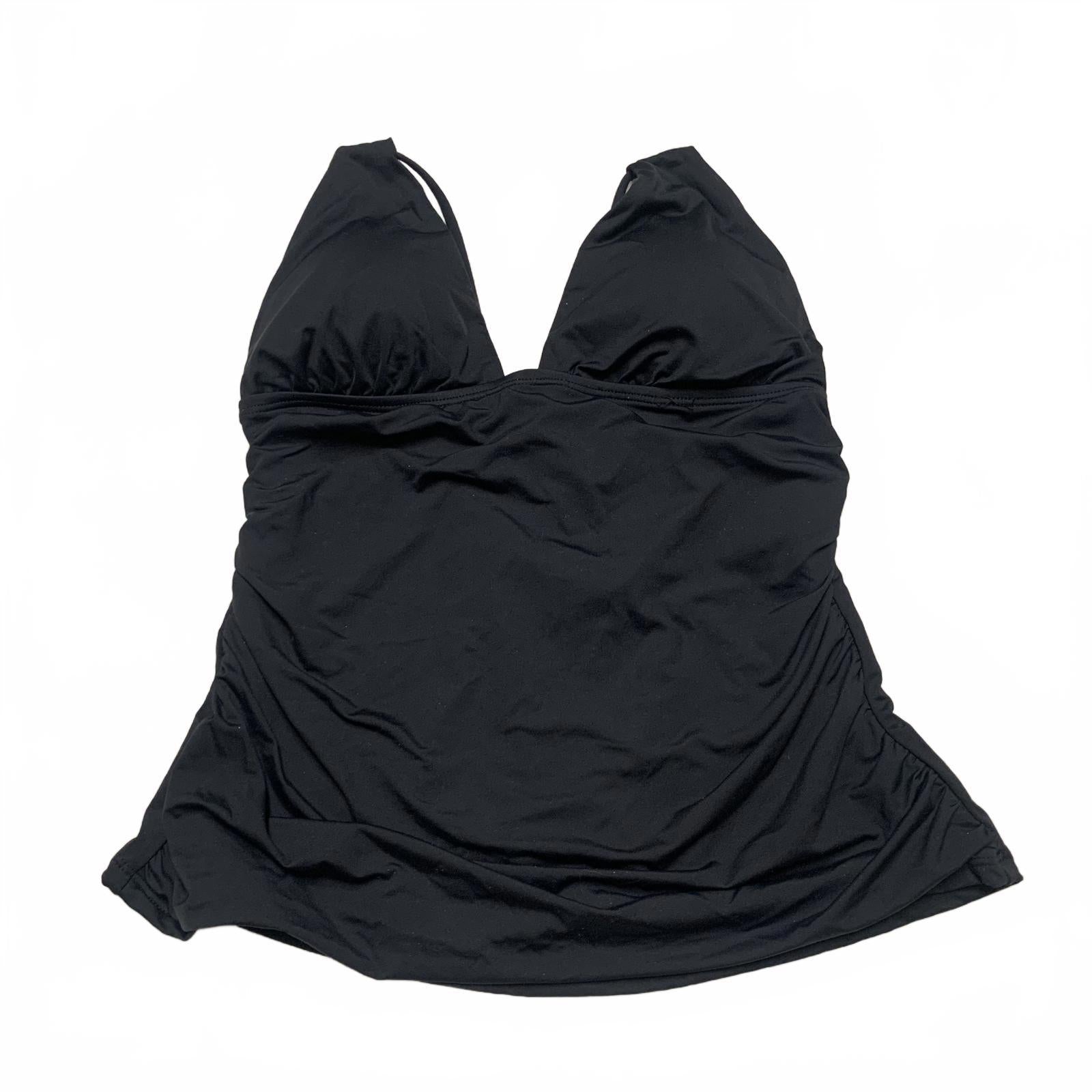 La Blanca Top de baño con cuello halter negro para mujer, talla 10, busto fruncido