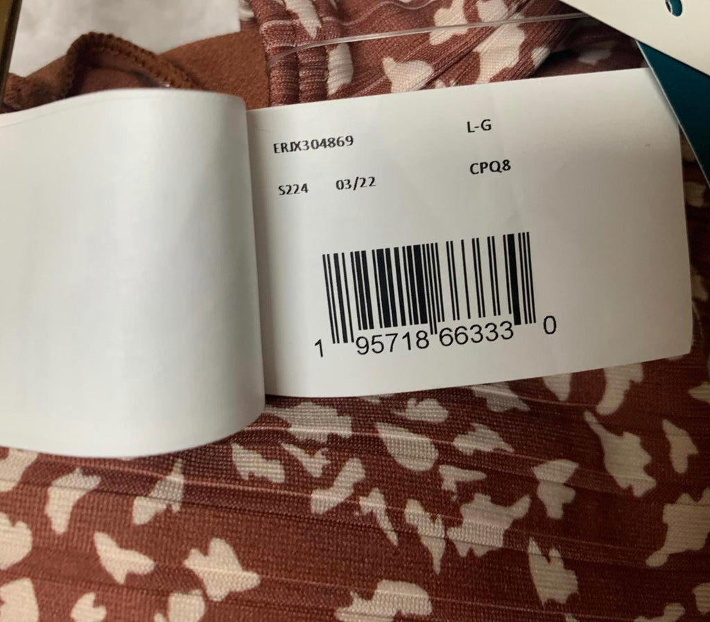 Top de bikini Roxy Love the Surf Knot para mujer, talla L, estampado marrón