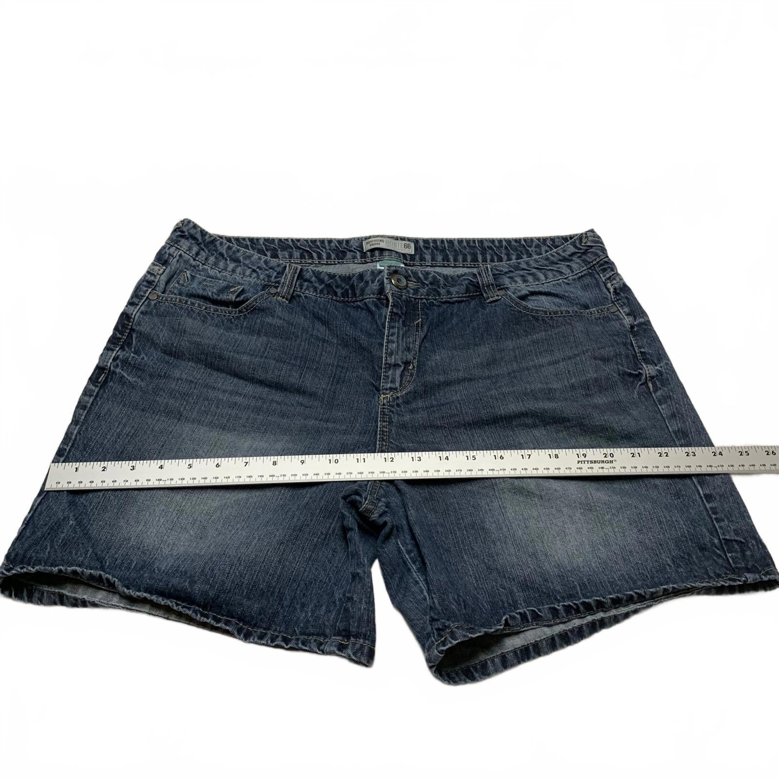 Pantalones cortos vaqueros desgastados azules Route 66 para mujer, talla 16, talla 37