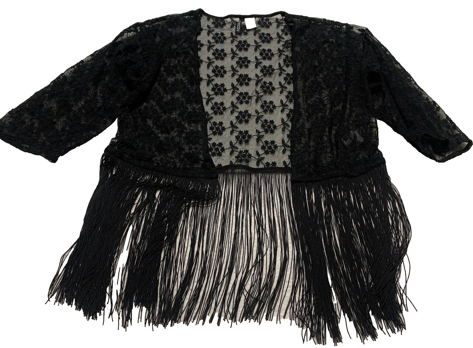 Bufanda tipo chal con flecos de encaje negro para mujer, talla S, estilo bohemio grunge, de H&amp;M