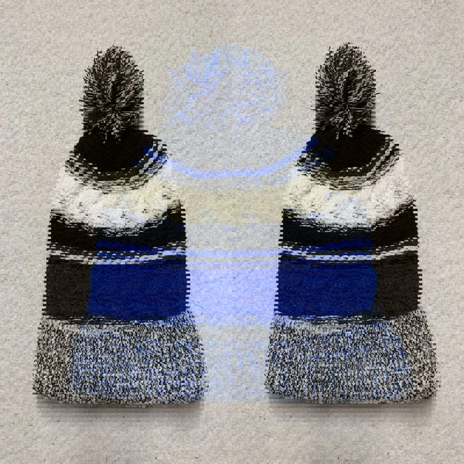Gorro de cerdo unisex para adultos, negro, azul real, a rayas, para invierno, para nieve, esquí, acrílico