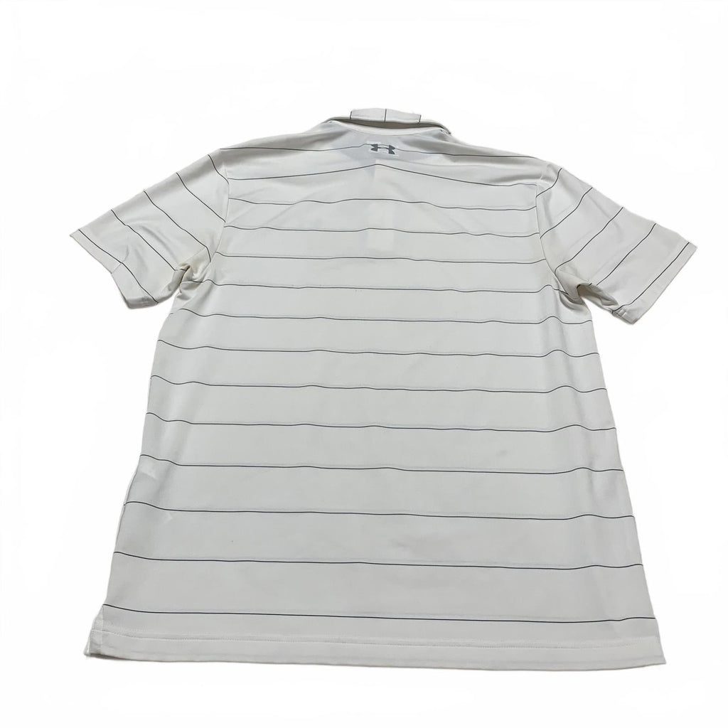 Polo Under Armour Heat Gear de rayas blancas y negras para hombre, talla mediana