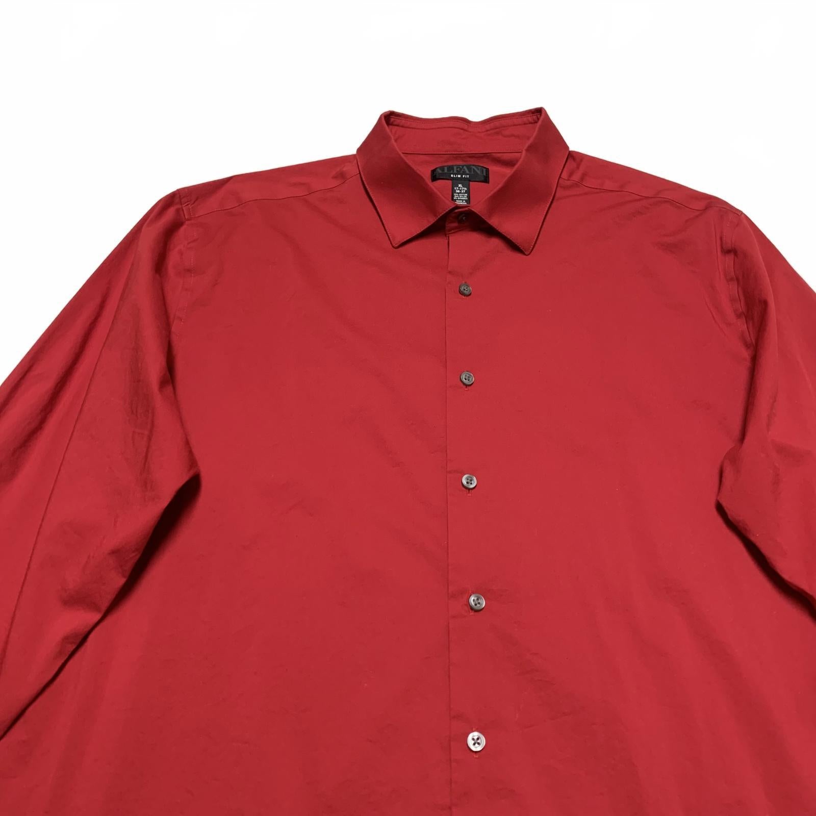 Camisa de vestir Alfani para hombre, talla XL, roja, ajustada, con botones