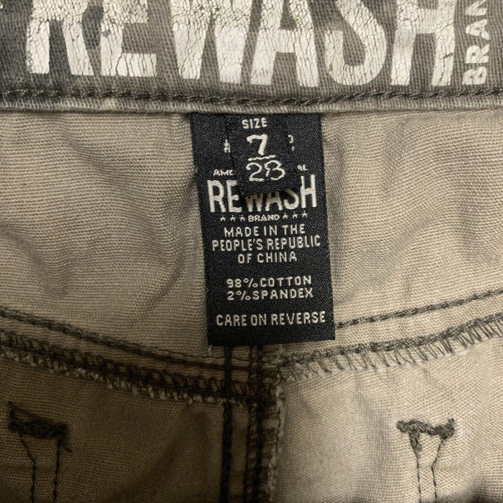 Pantalones rectos con estampado de camuflaje verde oliva para niños de la marca Rewash, talla 7/28