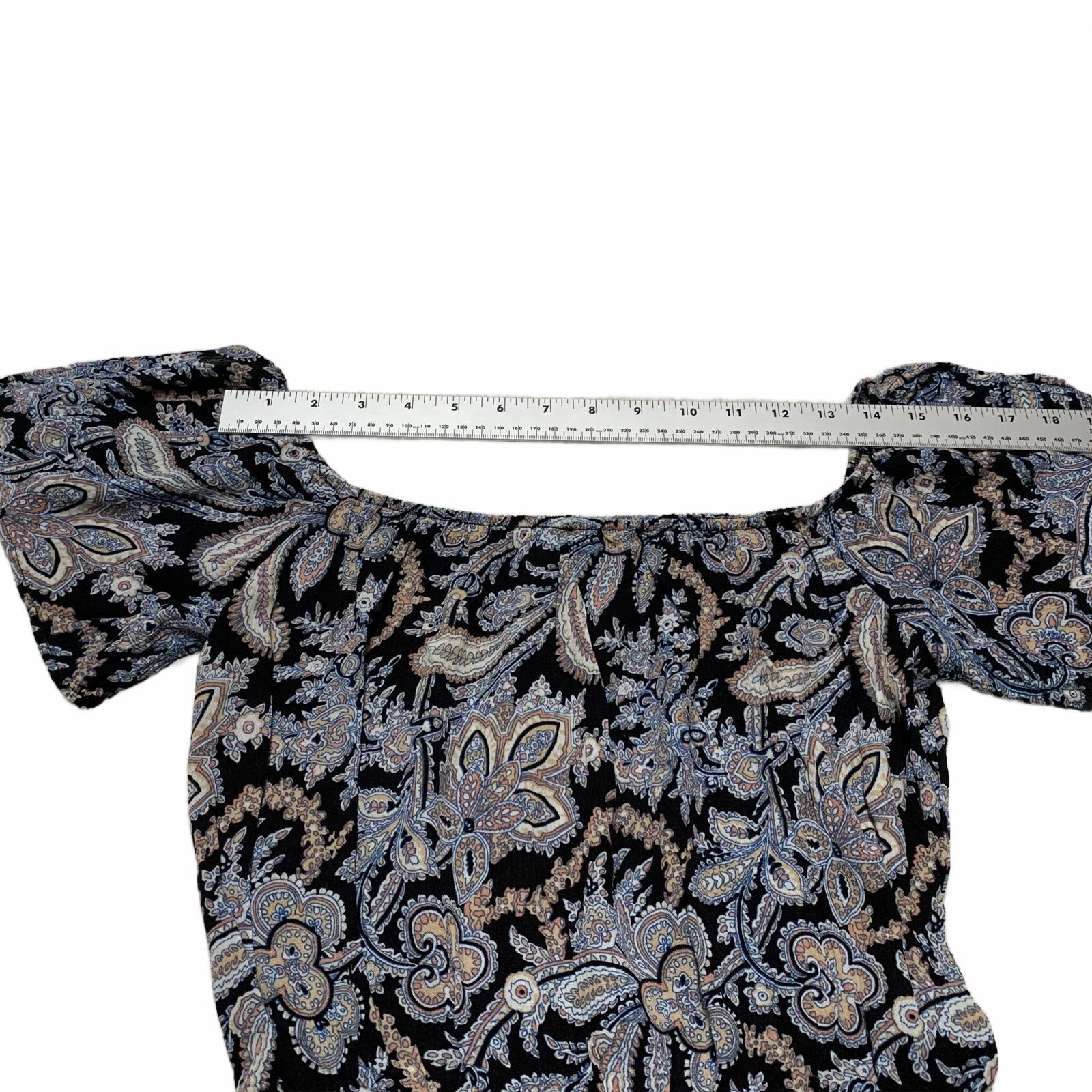 Vestido largo con estampado floral de rayón de manga corta para mujer, talla M, color aguamarina