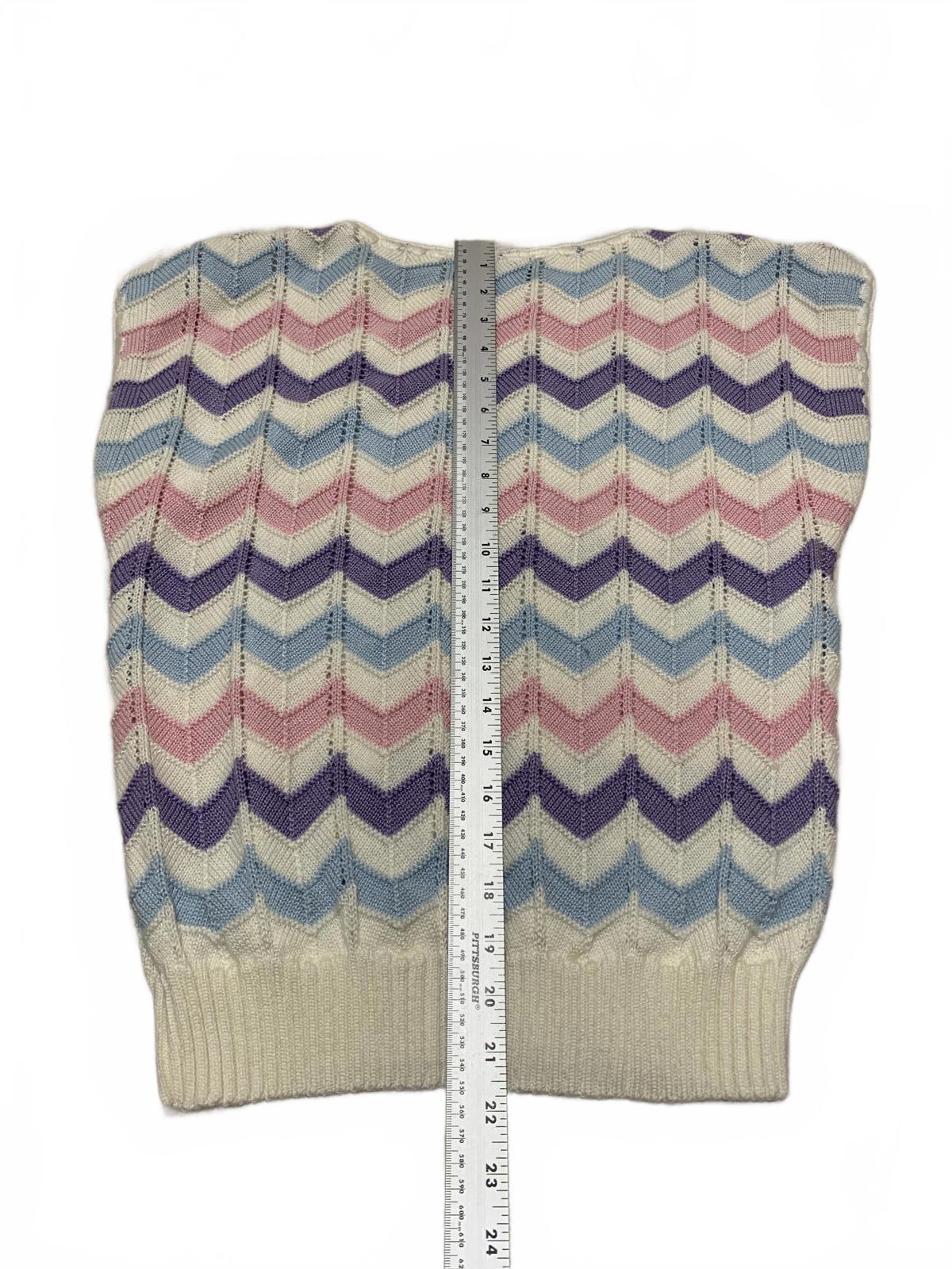 Vintage 80s Jolie New York Women's Pastel  Sweater Vest Chevron Pattern