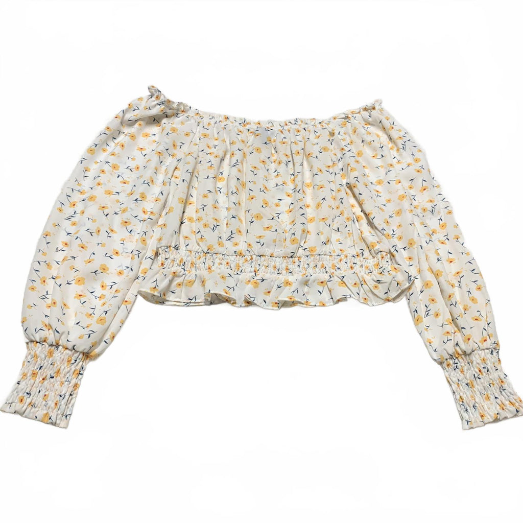 Top corto con hombros descubiertos y estampado floral de Helen Owen x Aqua para mujer, talla grande