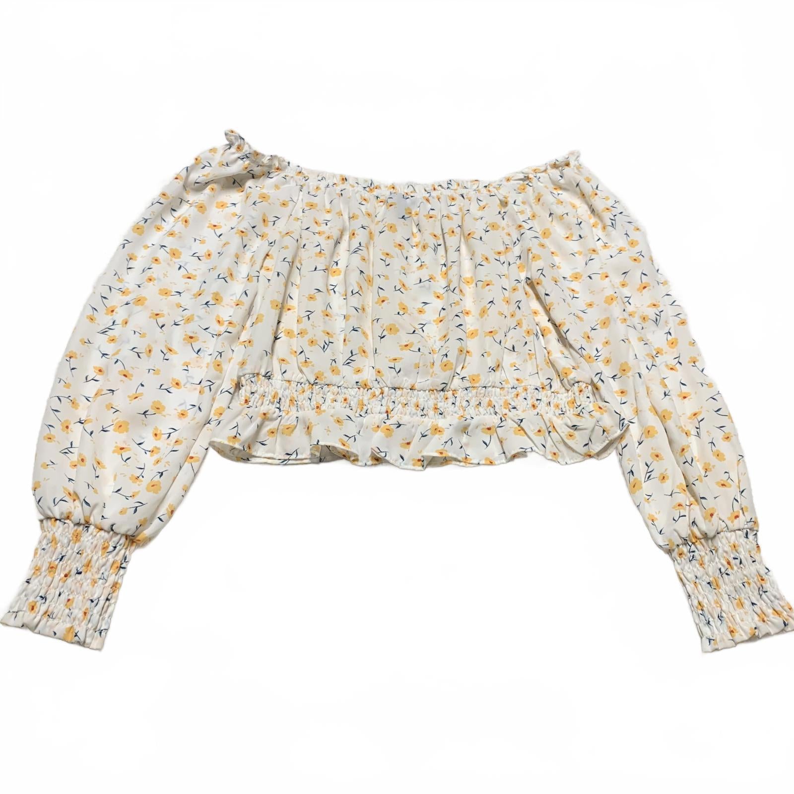 Top corto con hombros descubiertos y estampado floral de Helen Owen x Aqua para mujer, talla grande