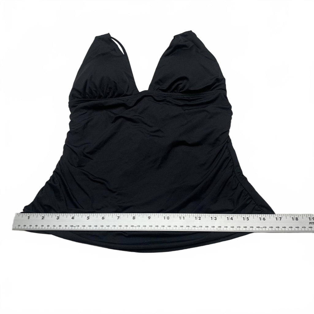 La Blanca Top de baño con cuello halter negro para mujer, talla 10, busto fruncido