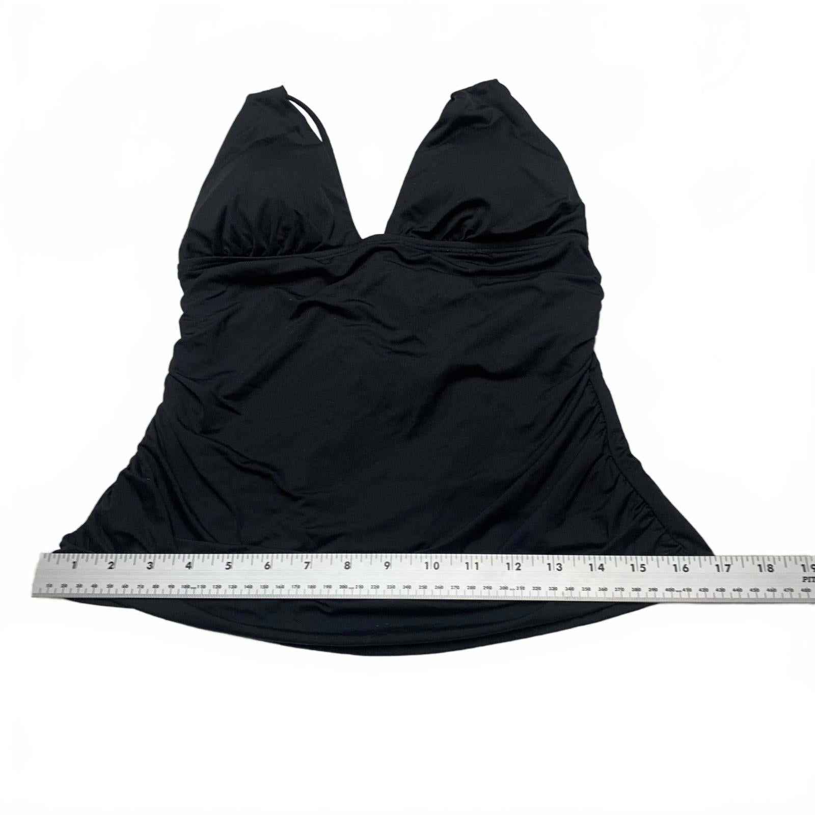 La Blanca Top de baño con cuello halter negro para mujer, talla 10, busto fruncido