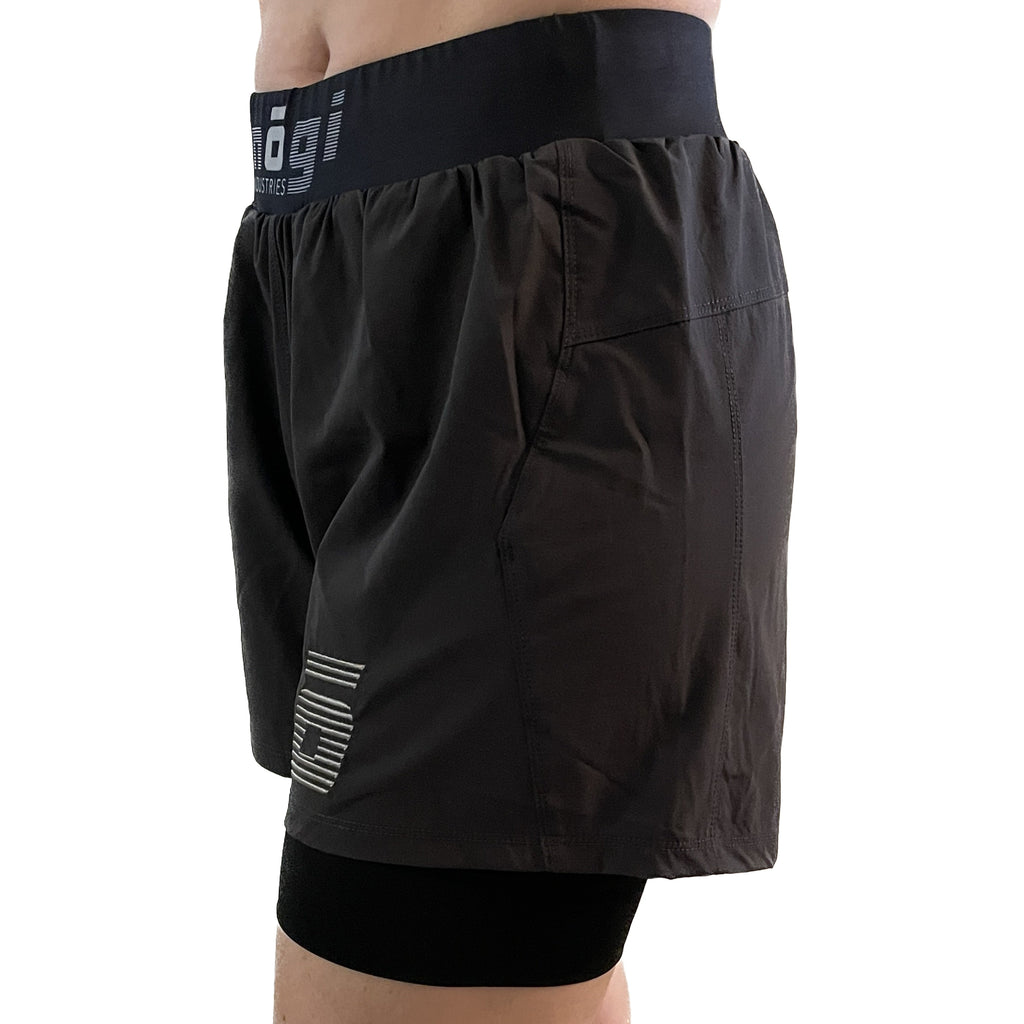 Shorts de lucha Ghost para mujer con forro premium y entrepierna de 5" - Gris Nueva Jersey 