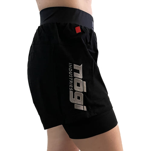 Pantalones cortos de lucha Ghost para mujer, con forro premium y entrepierna de 12,7 cm - Negro obsidiana 