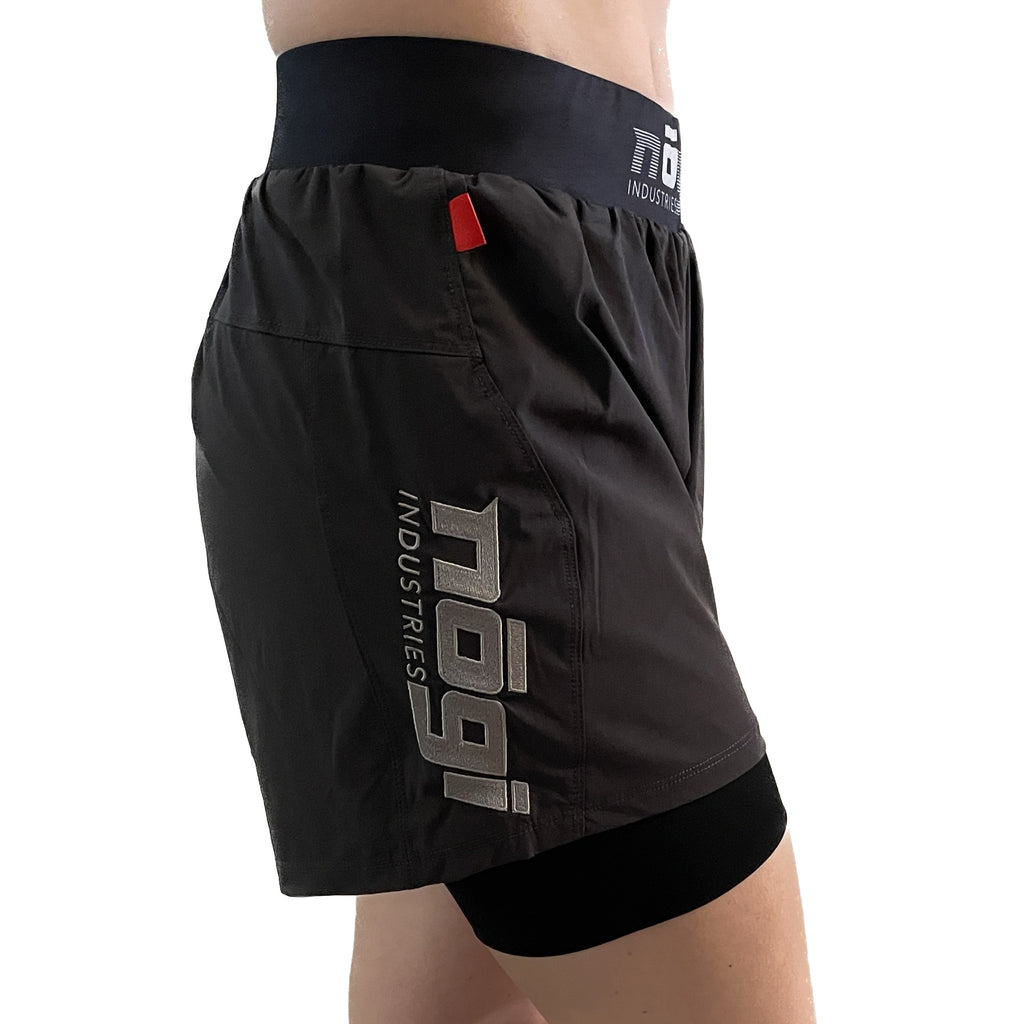 Shorts de lucha Ghost para mujer con forro premium y entrepierna de 5" - Gris Nueva Jersey 
