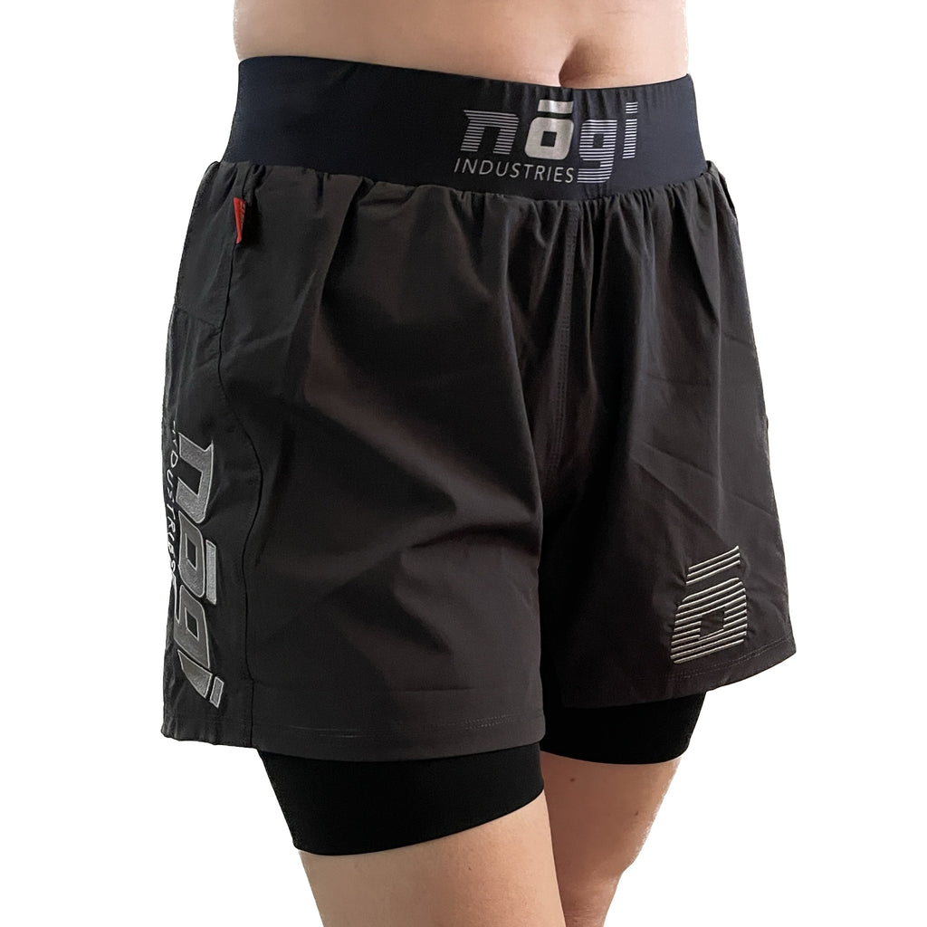 Shorts de lucha Ghost para mujer con forro premium y entrepierna de 5" - Gris Nueva Jersey 