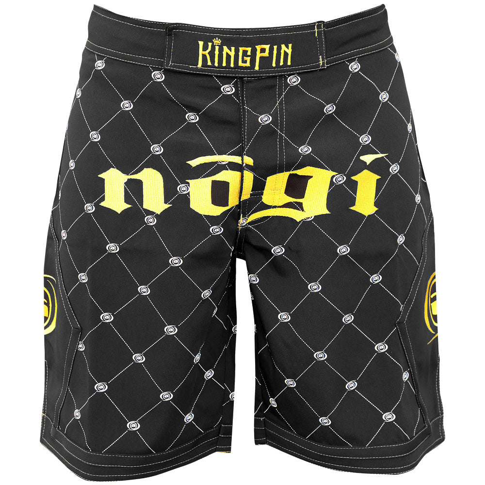 Pantalones cortos de MMA Kingpin 2.0 negros y dorados de talla pequeña