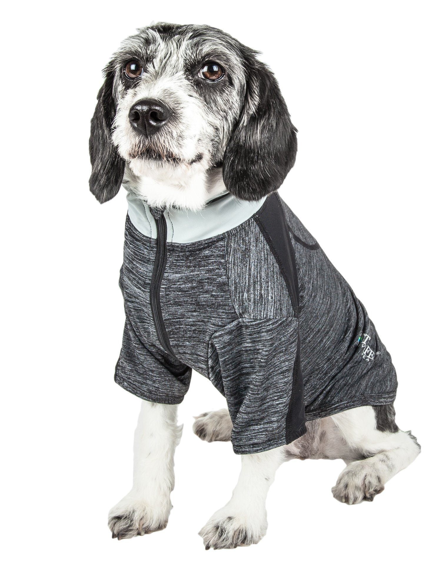 Pet Life ® Active 'Chewitt Wagassy' 4-Way-Stretch Yoga Fitness Long-Sleeve Dog T-Shirt