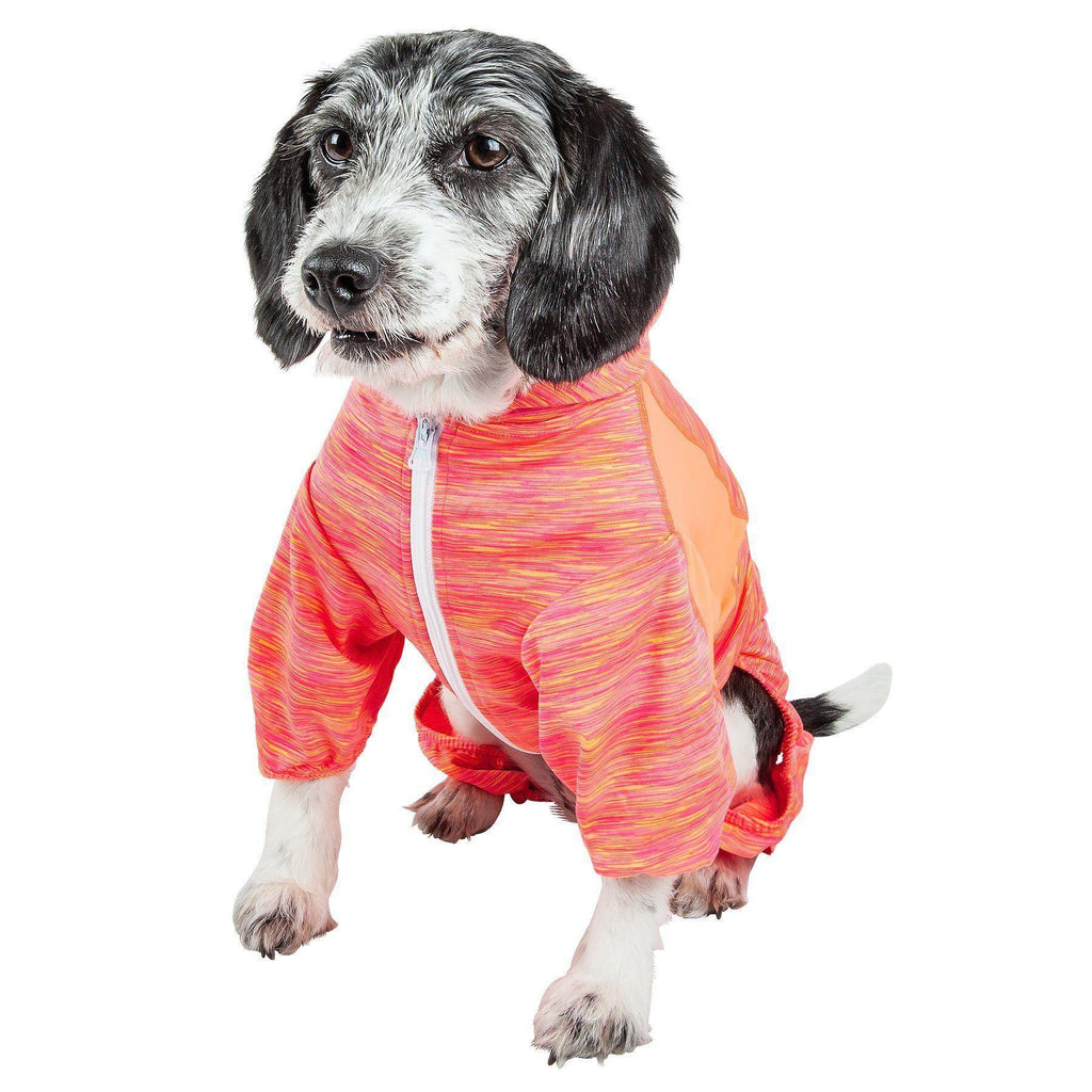 Pet Life ® Active 'Downward Dog' 4-Way-Stretch Fitness Yoga Dog Tracksuit Hoodie