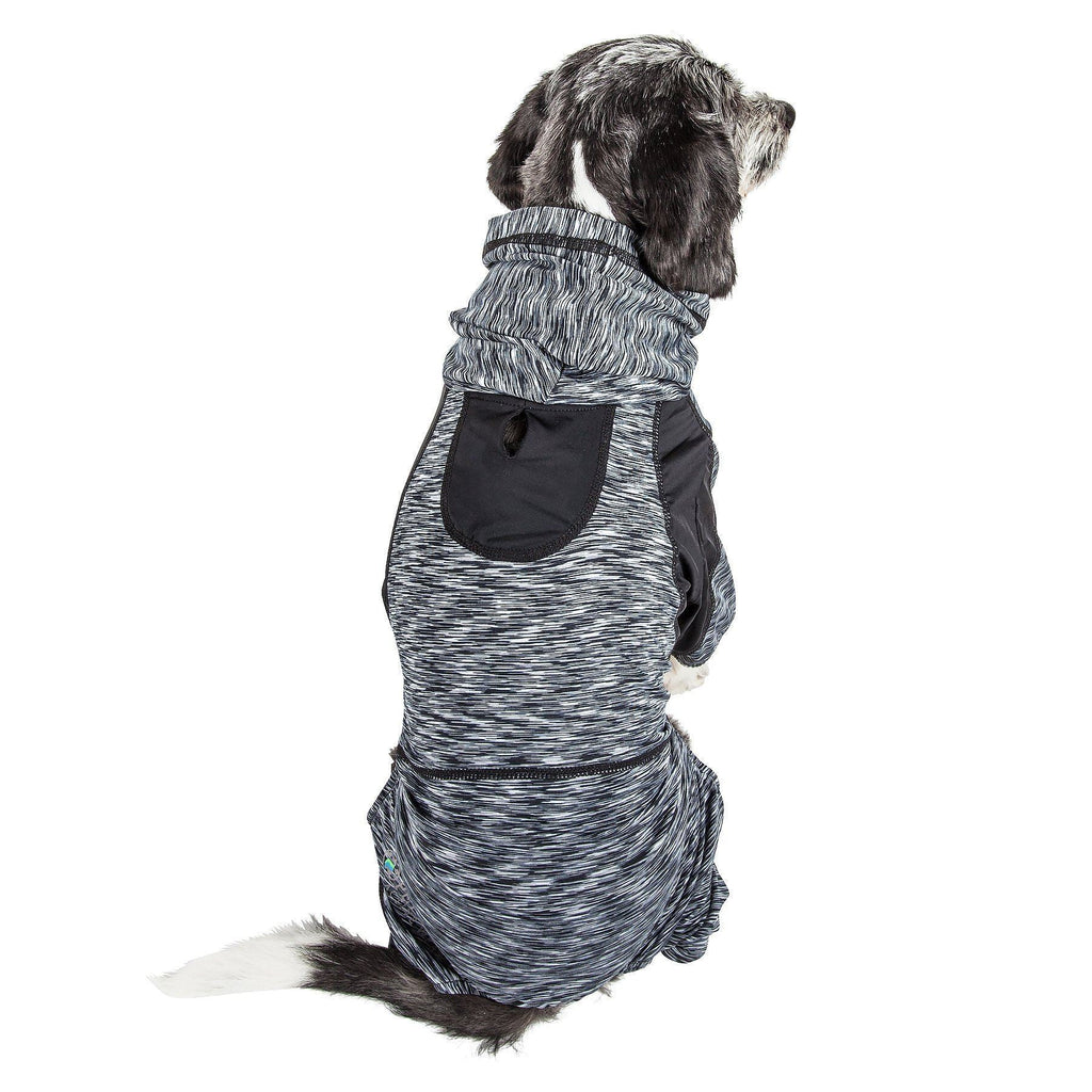 Pet Life ® Active 'Downward Dog' 4-Way-Stretch Fitness Yoga Dog Tracksuit Hoodie