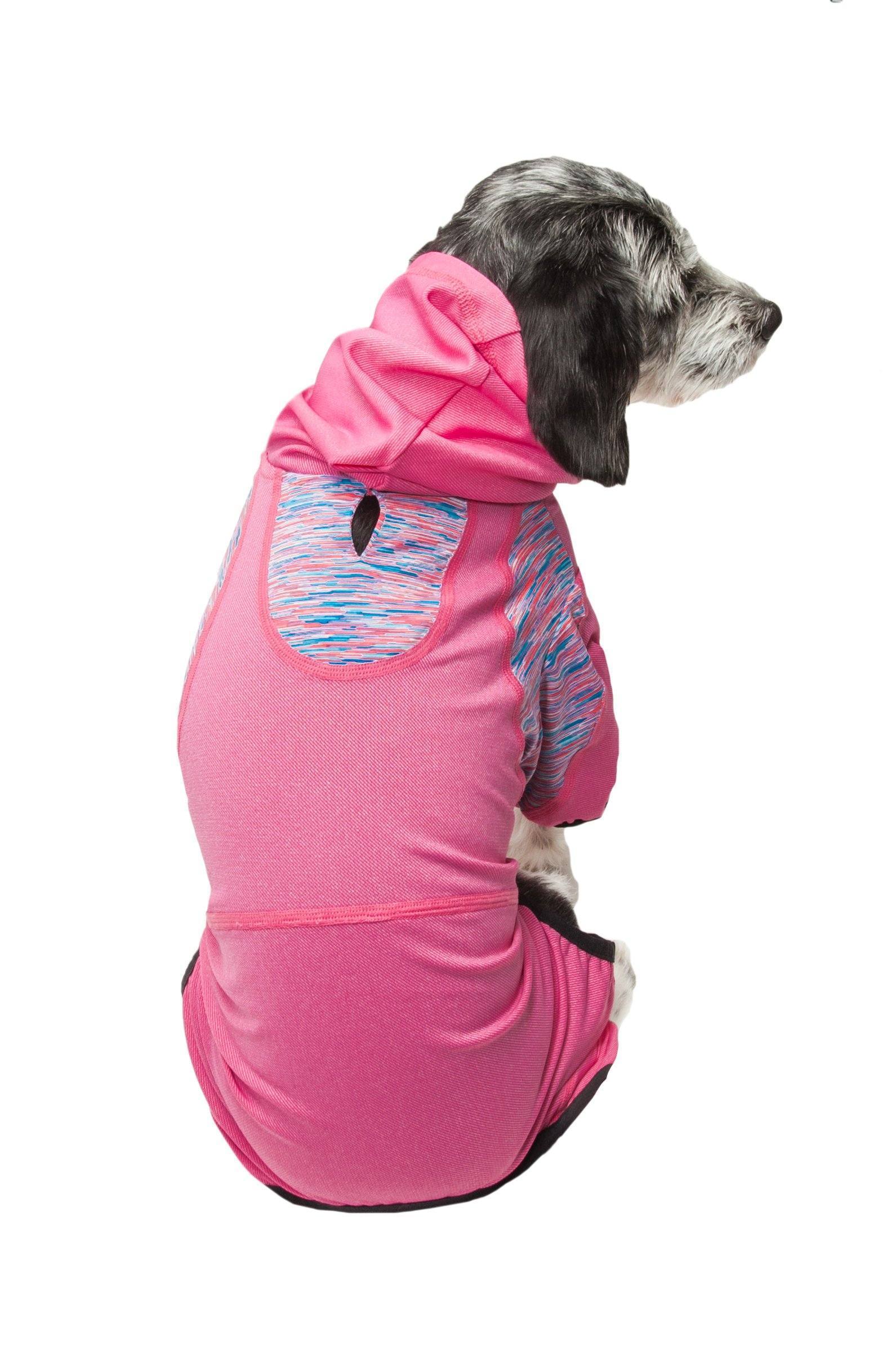 Pet Life ® Active 'Pawsterity' Mediumweight 4-Way-Stretch Yoga Fitness Dog Tracksuit Hoodie