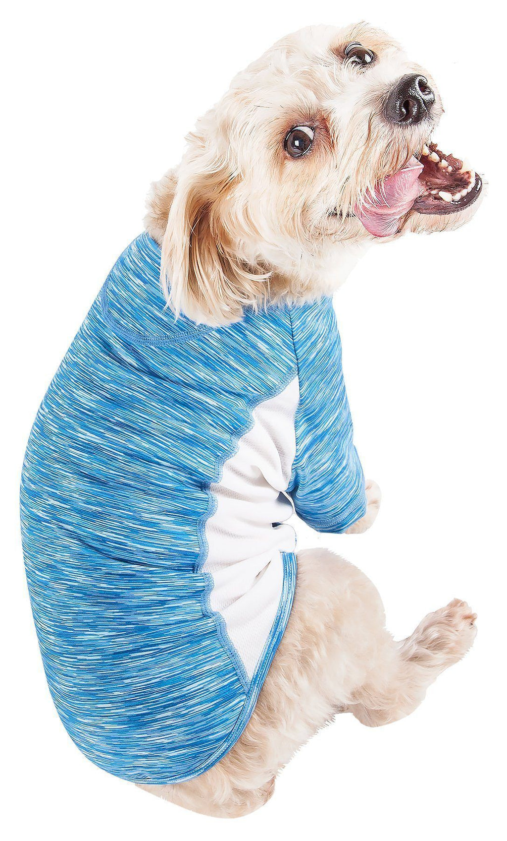 Pet Life ® Active 'Warf Speed' Heathered Ultra-Stretch Yoga Fitness Dog T-Shirt