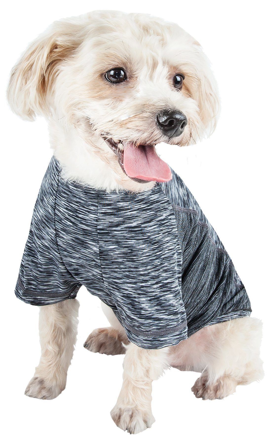Pet Life ® Active 'Warf Speed' Heathered Ultra-Stretch Yoga Fitness Dog T-Shirt