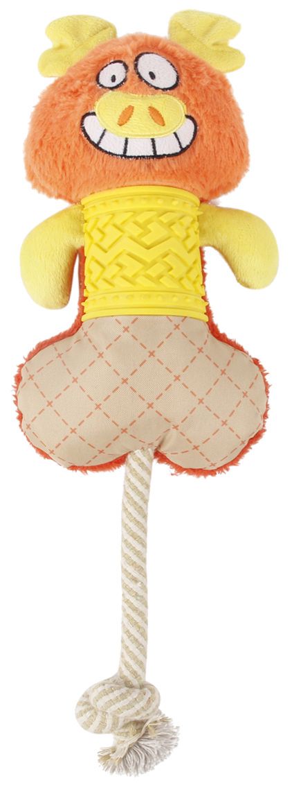 Cuerda de nailon y cuerda de goma chirriante y juguete de peluche para perros Pet Life ® 'All-in-Fun'