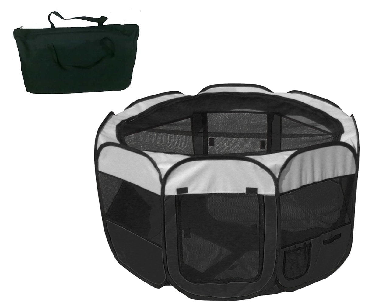 Jaula de juego para perros Pet Life ® 'All-Terrain', ligera, fácil de plegar, con estructura de alambre, plegable para viajes