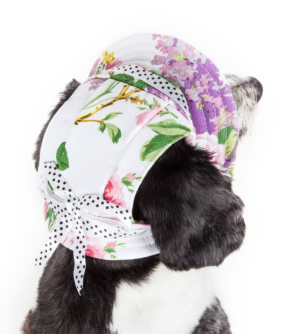 Pet Life ®  'Botanic Bark' Floral UV Protectant Adjustable Fashion Canopy Brimmed Dog Hat Cap