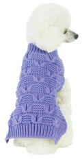 Suéter para perro de cuello alto de punto trenzado grueso con costuras de mariposa Pet Life ®