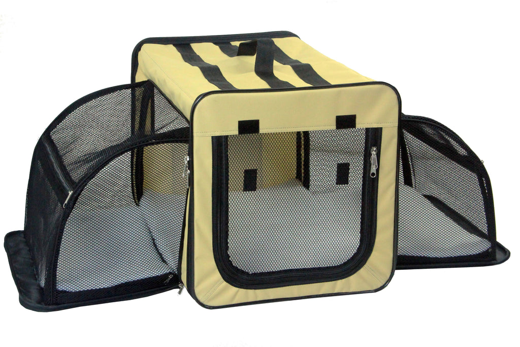 Pet Life ® 'Capacious' Dual-Sided Expandable Spacious Wire Folding Collapsible Lightweight Pet Dog Crate Carrier House