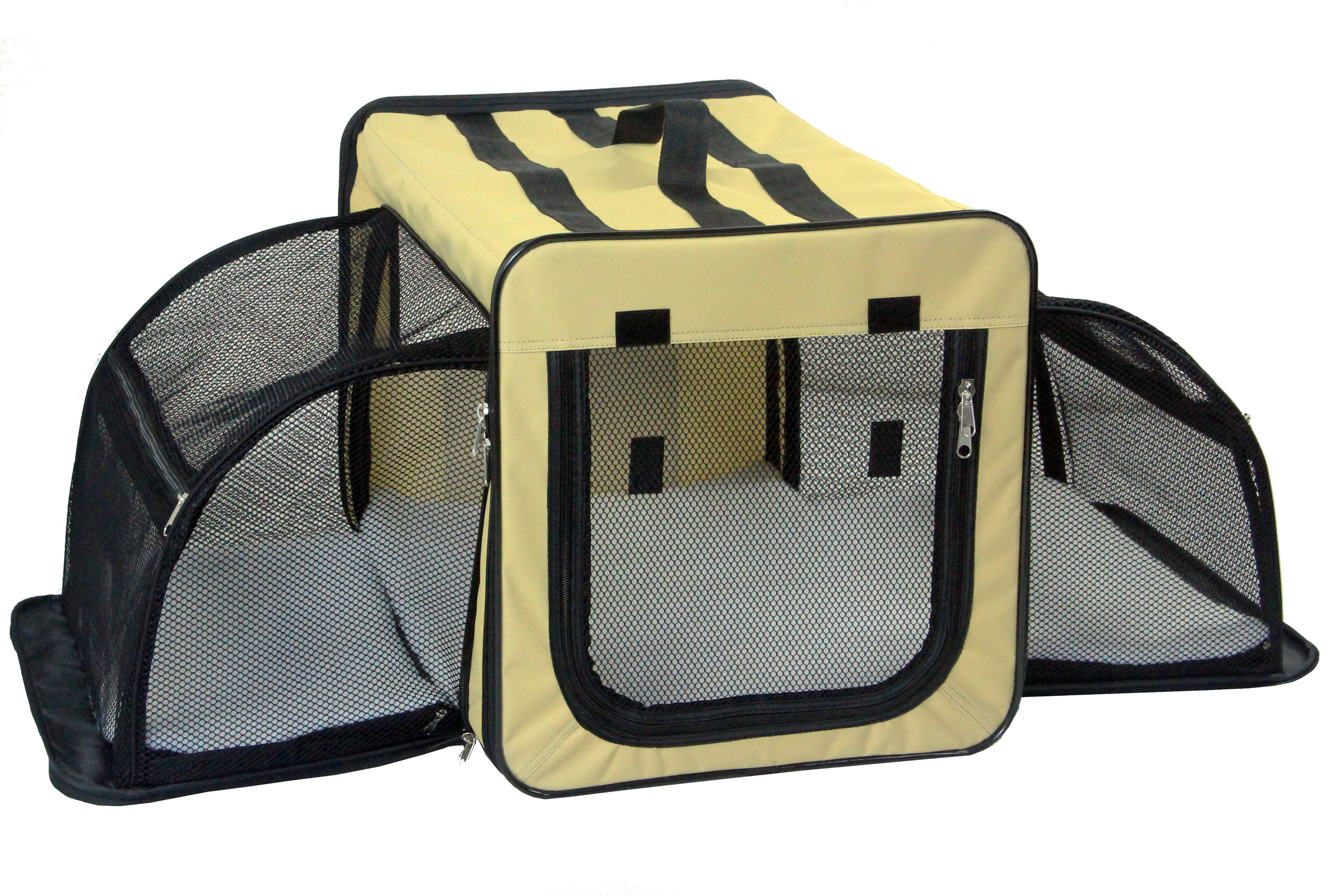 Pet Life ® 'Capacious' Dual-Sided Expandable Spacious Wire Folding Collapsible Lightweight Pet Dog Crate Carrier House