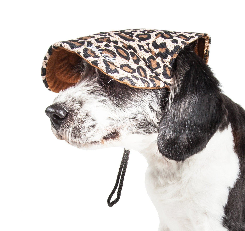 Gorra ajustable para perro Pet Life ® 'Cheetah Bonita' con estampado de guepardo y protección UV