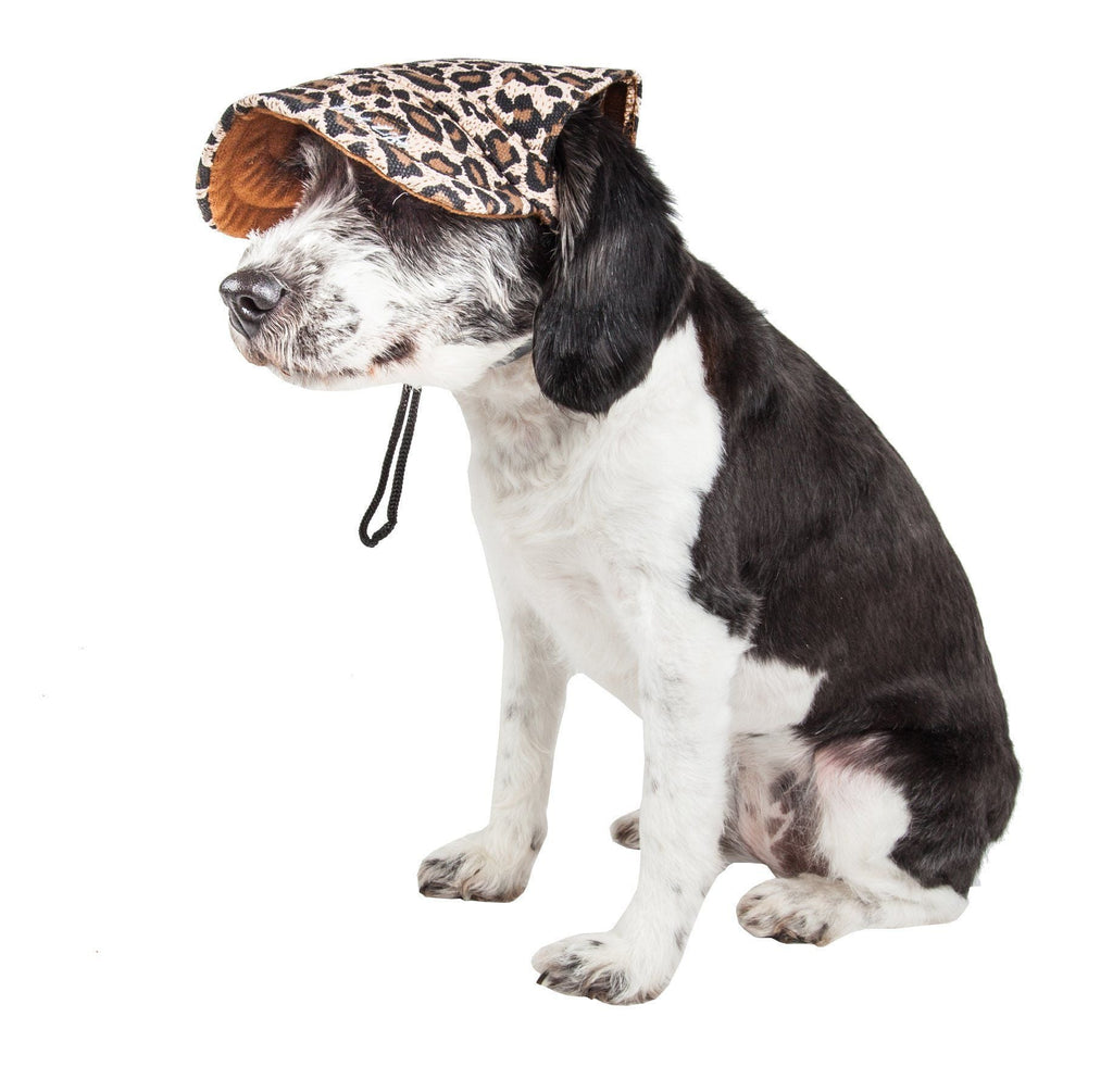 Gorra ajustable para perro Pet Life ® 'Cheetah Bonita' con estampado de guepardo y protección UV