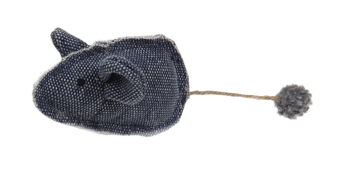 Pet Life ® 'Pompom Tailed' Durable Cat and Mouse Plush Cat Toy