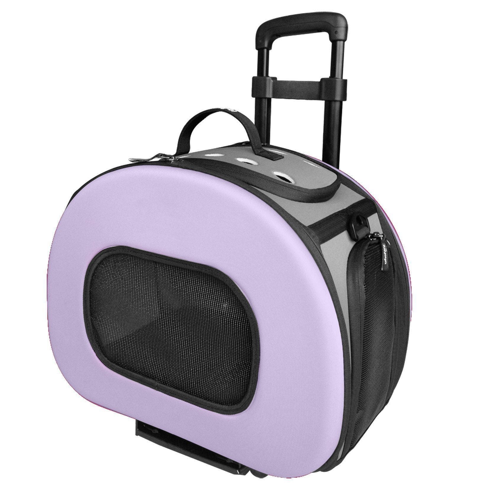 Pet Life ® 'Final Destination' Airline Approved 2-in-1 Tough-Shell Wheeled Collapsible Travel Fashion Pet Dog Carrier Crate