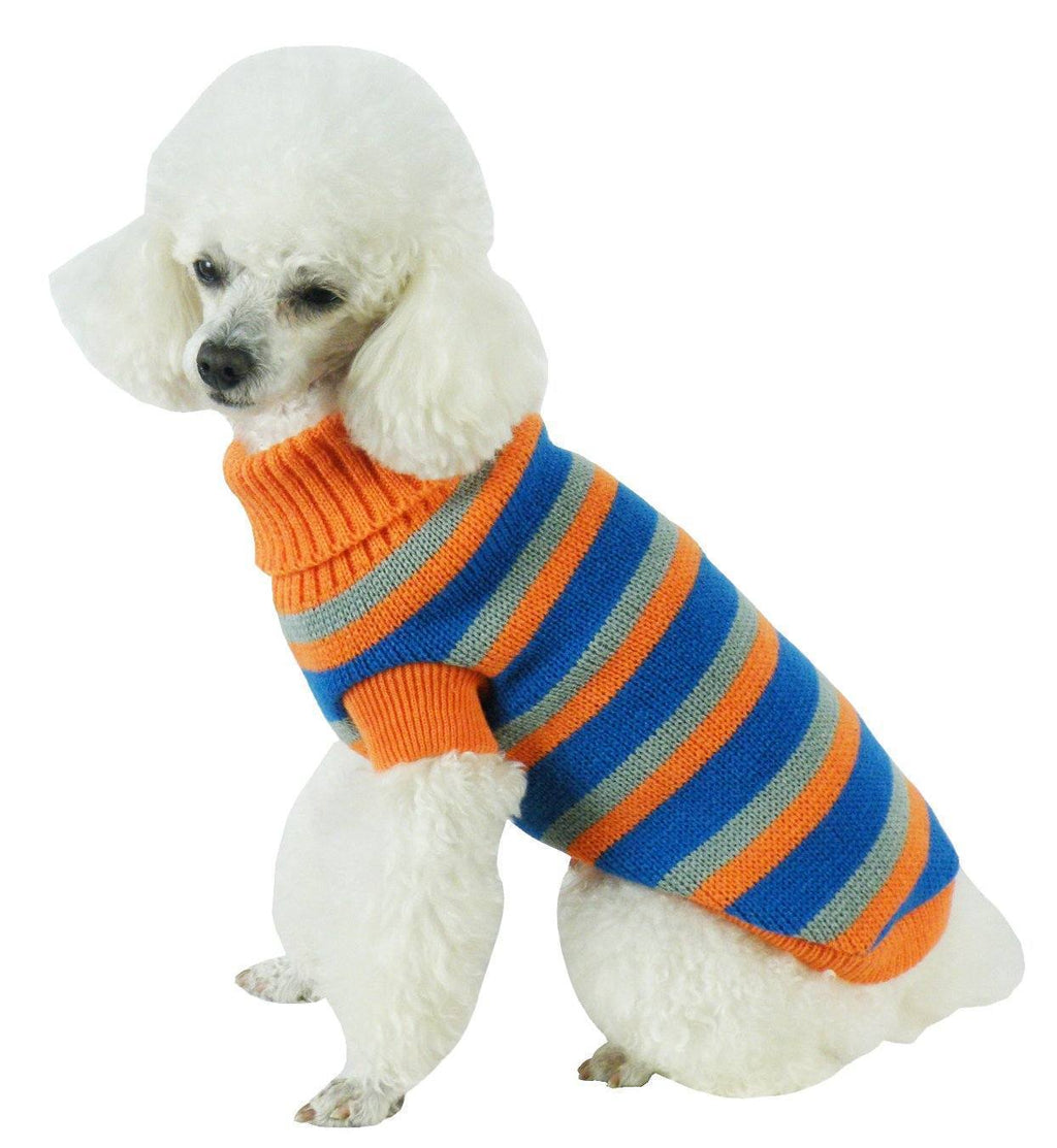 Pet Life ® Heavy Cable Knitted Striped Fashion Designer Polo Dog Sweater