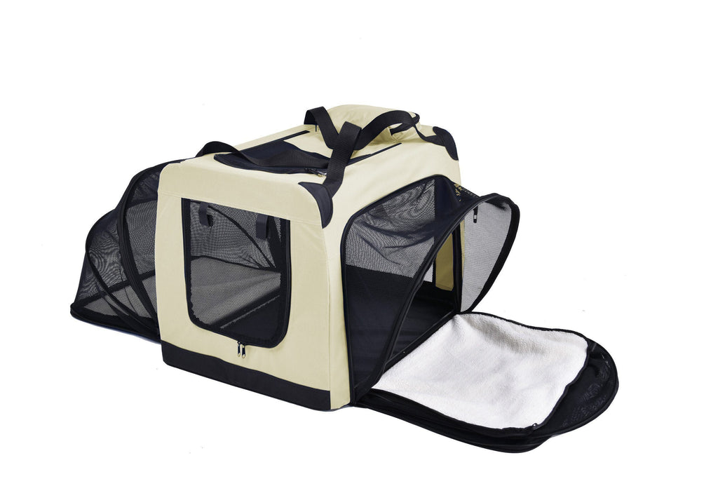 Pet Life ®  'Hounda Accordion' Metal Framed Soft-Folding Collapsible Dual-Sided Expandable Pet Dog Crate