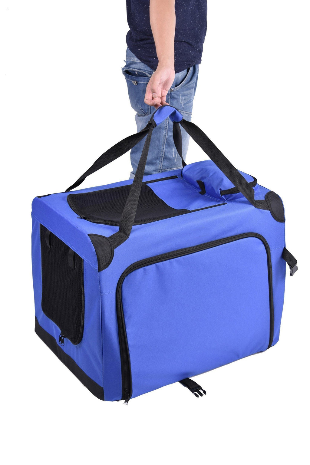 Pet Life ®  'Hounda Accordion' Metal Framed Soft-Folding Collapsible Dual-Sided Expandable Pet Dog Crate