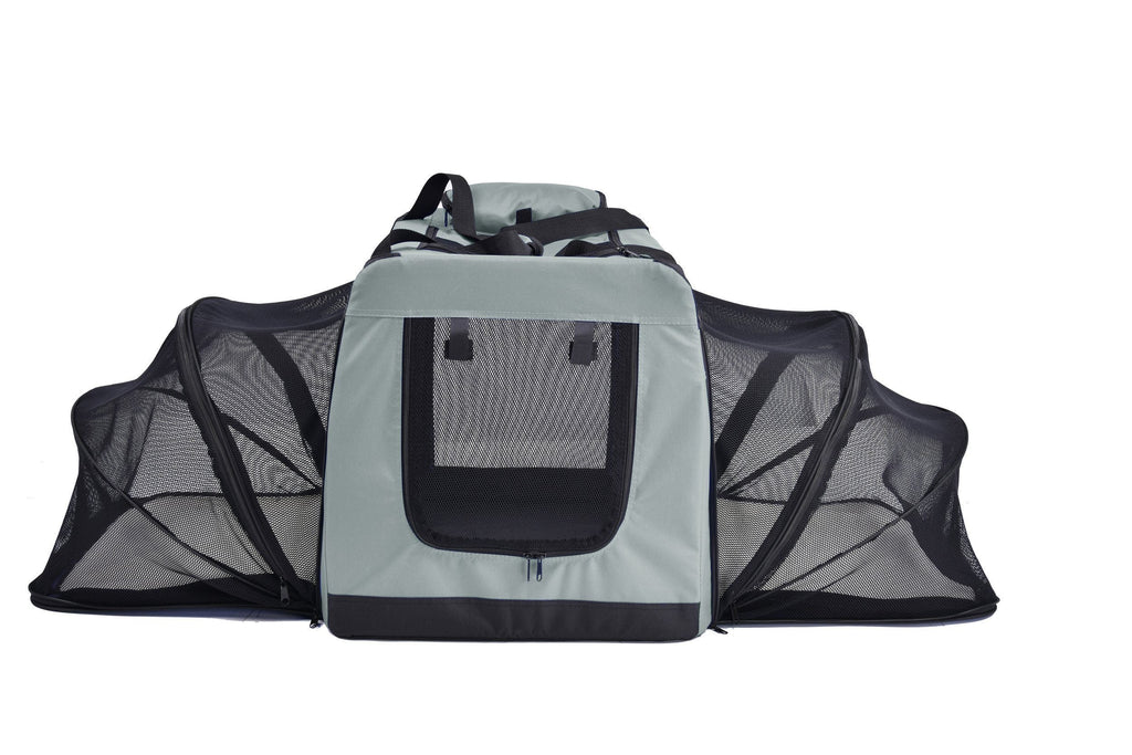 Pet Life ®  'Hounda Accordion' Metal Framed Soft-Folding Collapsible Dual-Sided Expandable Pet Dog Crate