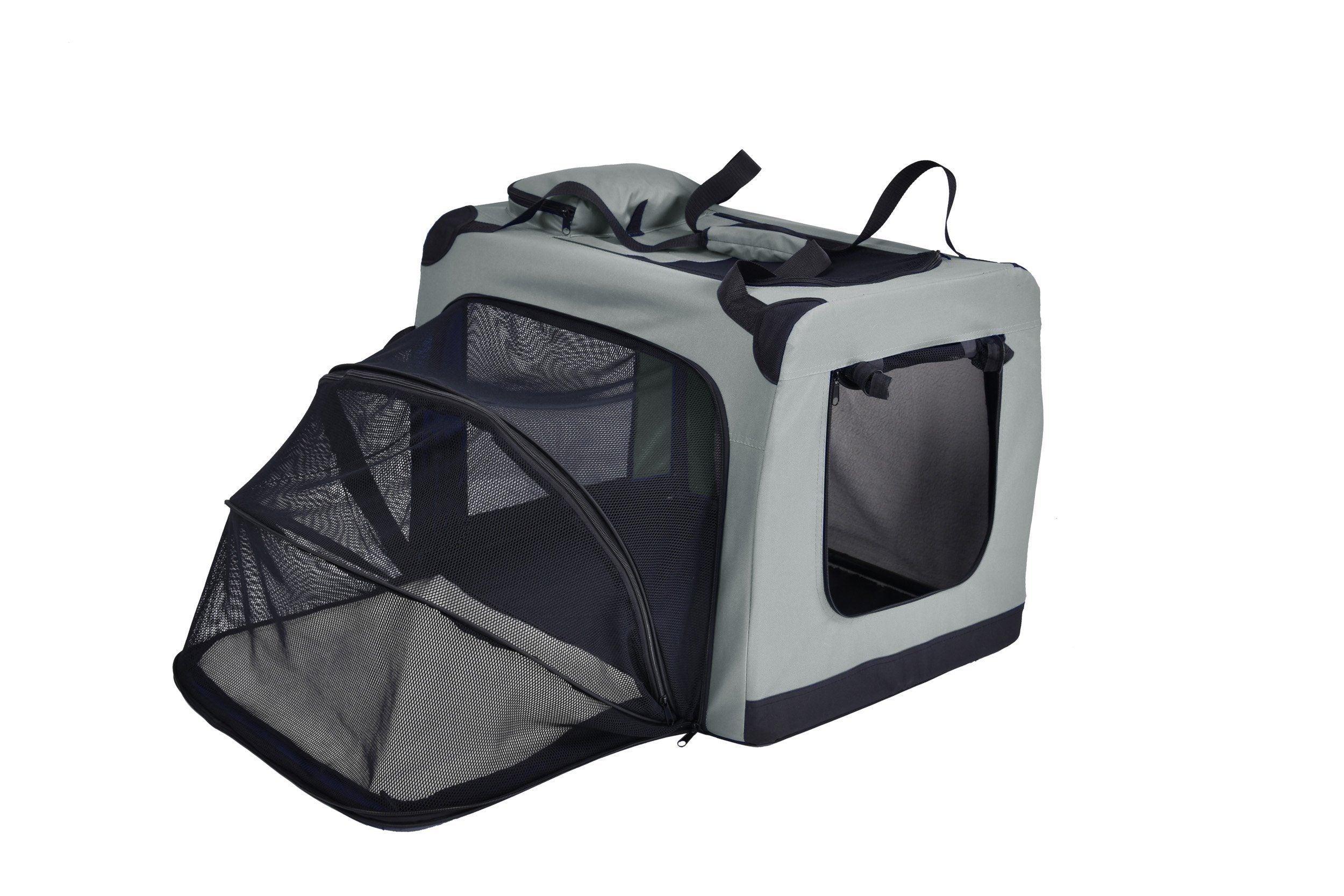 Pet Life ®  'Hounda Accordion' Metal Framed Soft-Folding Collapsible Dual-Sided Expandable Pet Dog Crate