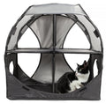 Árbol interactivo para gatos de viaje plegable 'Kitty-Play' de Pet Life ®, laberinto, casa, tumbona, túnel