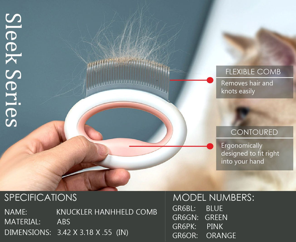 Peine rastrillo flexible de viaje portátil 'Knuckler' para mascotas de Pet Life ®
