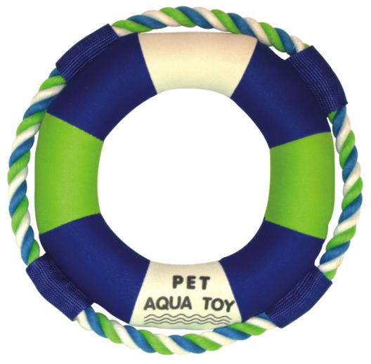 Juguete flotante para perros de cuerda de yute y chirriante redondeado 'Life Raver' de Pet Life ®