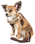 Arnés y correa ajustable 2 en 1 para perros Pet Life ® Luxe 'Furracious' con collar de piel desmontable