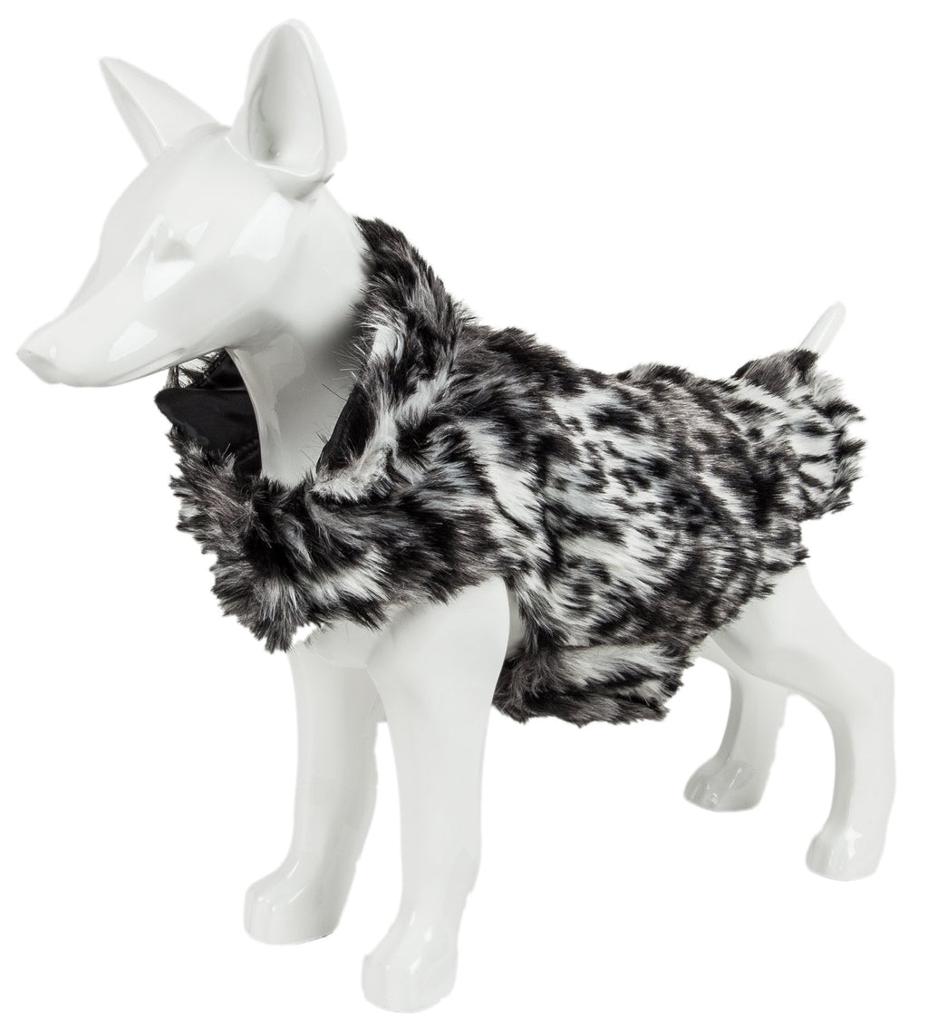 Pet Life ®  Luxe 'Paw Dropping' Designer Gray-Scale Tiger Pattern Mink Fur Dog Coat