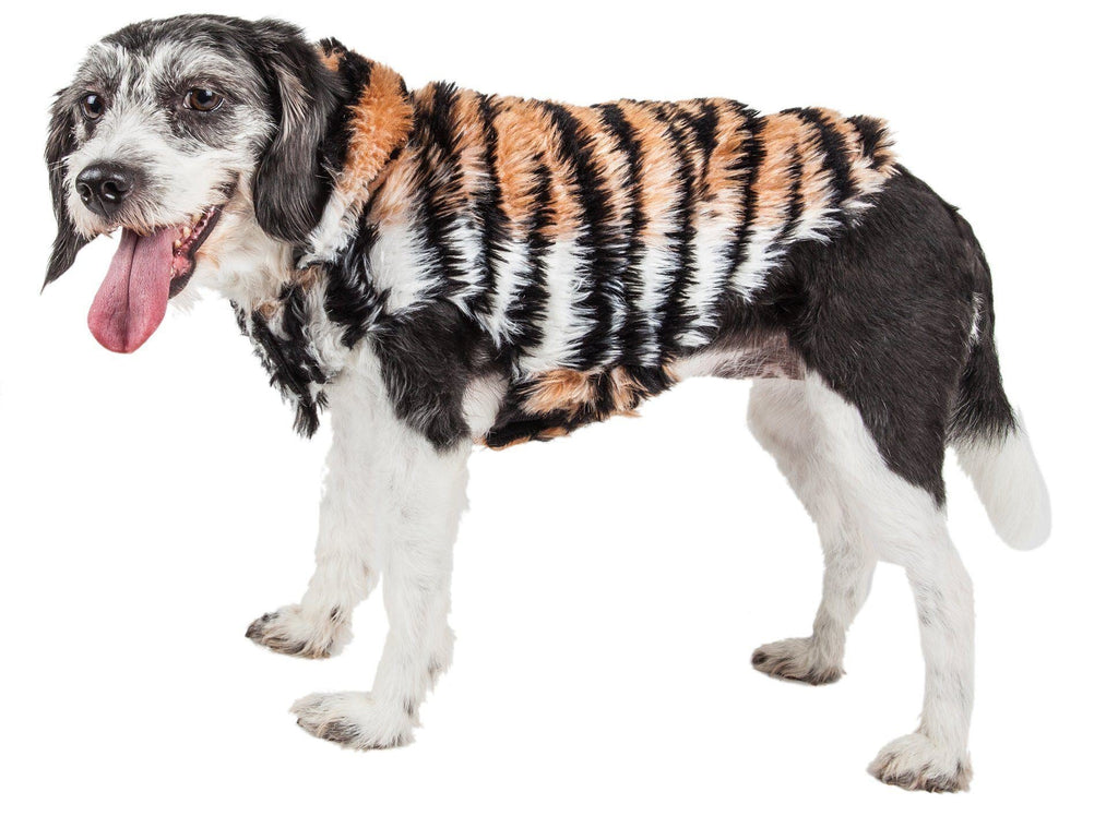 Chaqueta de piel de visón para perro de moda con estampado de tigre "Tigerbone" de Pet Life ® Luxe