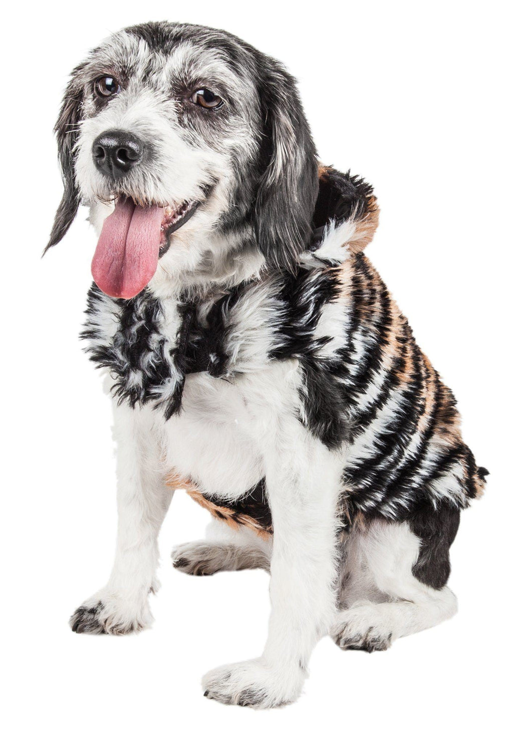 Chaqueta de piel de visón para perro de moda con estampado de tigre "Tigerbone" de Pet Life ® Luxe