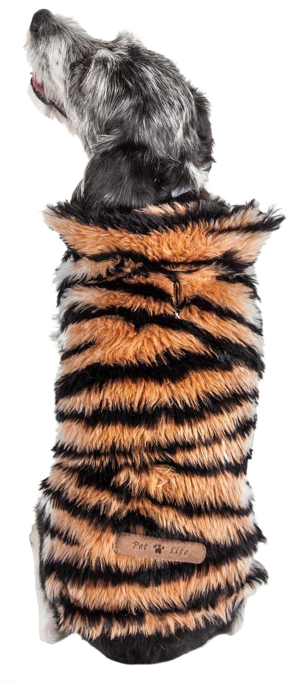 Chaqueta de piel de visón para perro de moda con estampado de tigre "Tigerbone" de Pet Life ® Luxe
